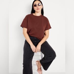 Old Navy Vintage Tee Small Rust Red Brown Orange Small 100% Cotton Oversized